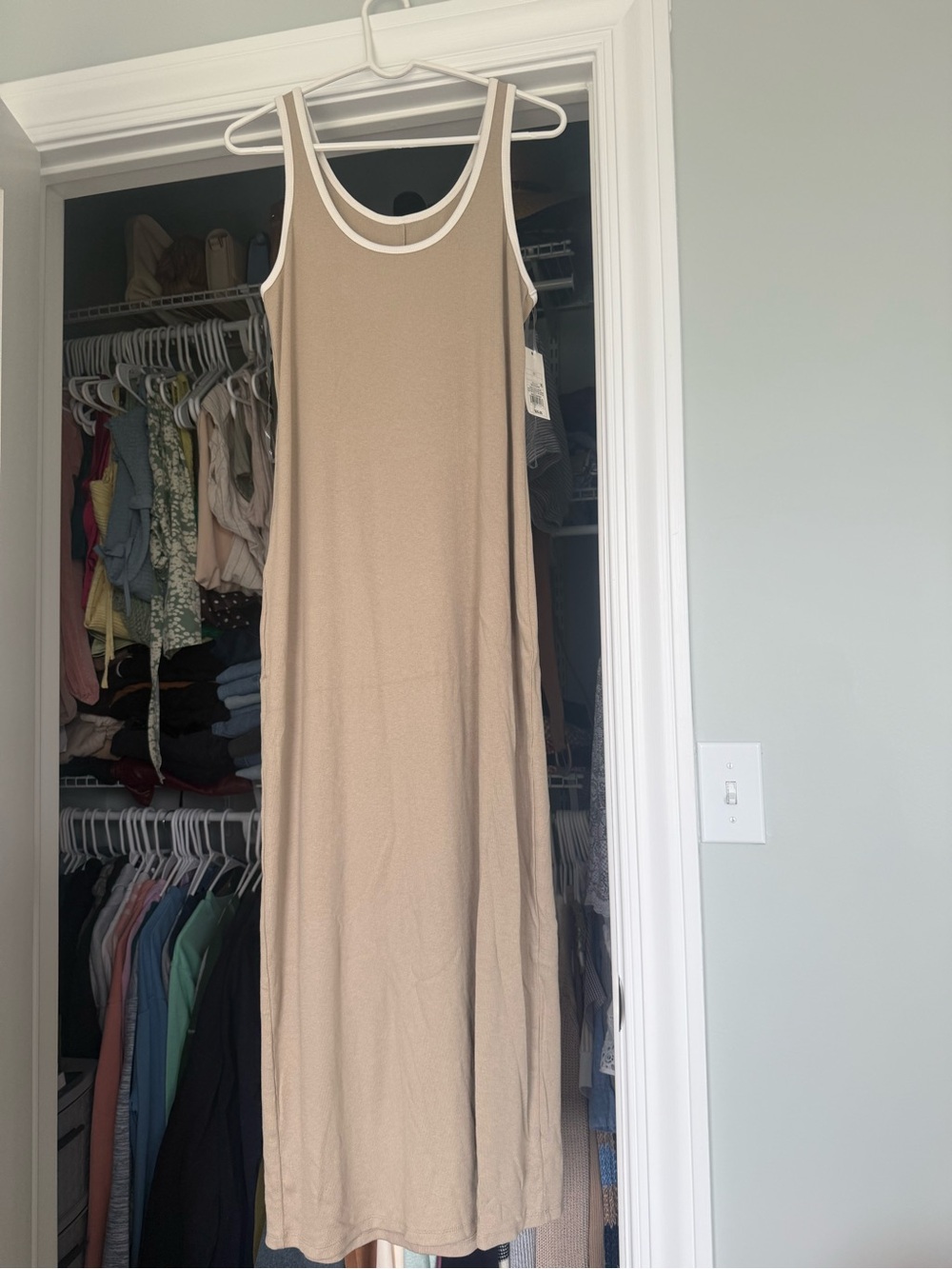 Target a new day Beige Tank Maxi Dress with Contrast Trim